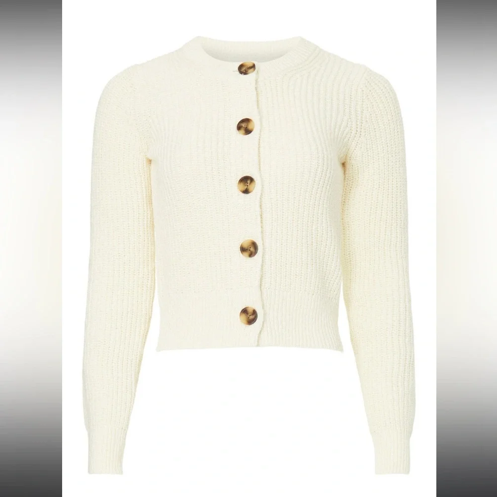 Madewell Textural Knit Cardigan Sweater Chunky creamy off white Ivory Small - Picture 1 of 11